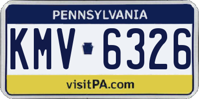 PA license plate KMV6326