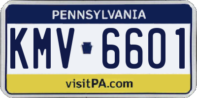 PA license plate KMV6601