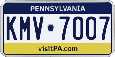 PA license plate KMV7007