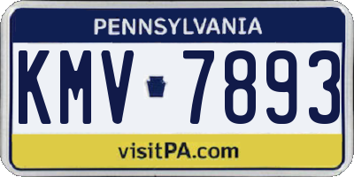 PA license plate KMV7893