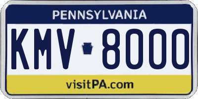 PA license plate KMV8000