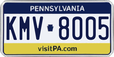 PA license plate KMV8005