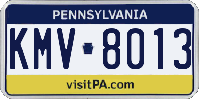 PA license plate KMV8013