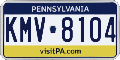 PA license plate KMV8104