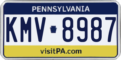 PA license plate KMV8987