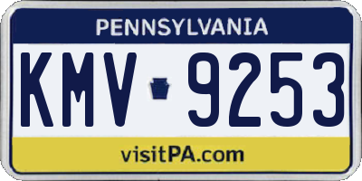 PA license plate KMV9253