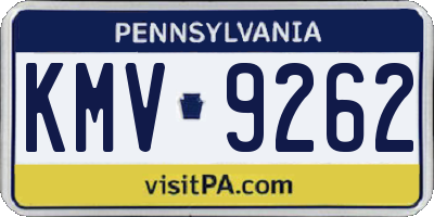 PA license plate KMV9262