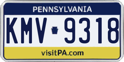 PA license plate KMV9318