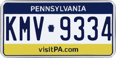 PA license plate KMV9334