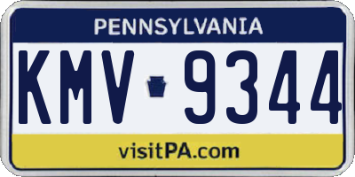 PA license plate KMV9344