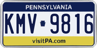 PA license plate KMV9816
