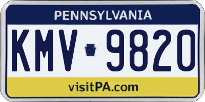 PA license plate KMV9820
