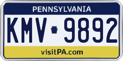 PA license plate KMV9892