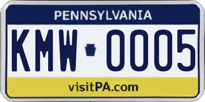 PA license plate KMW0005