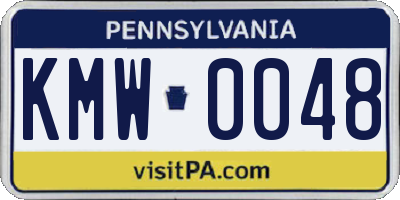 PA license plate KMW0048