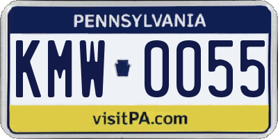 PA license plate KMW0055