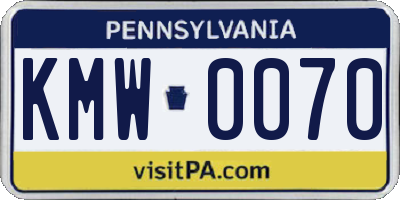 PA license plate KMW0070