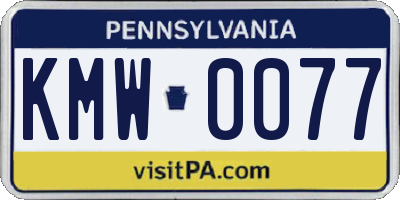PA license plate KMW0077