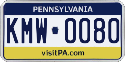 PA license plate KMW0080