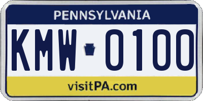 PA license plate KMW0100