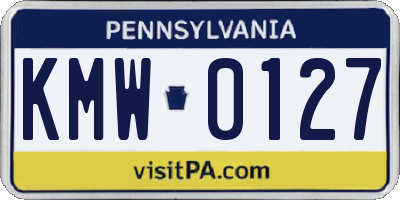 PA license plate KMW0127