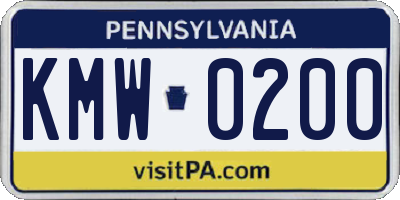 PA license plate KMW0200