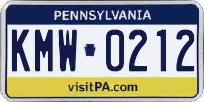 PA license plate KMW0212