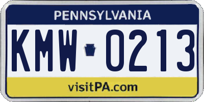 PA license plate KMW0213