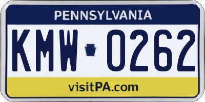 PA license plate KMW0262