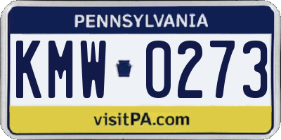 PA license plate KMW0273