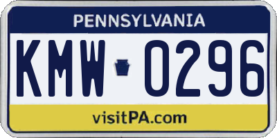 PA license plate KMW0296