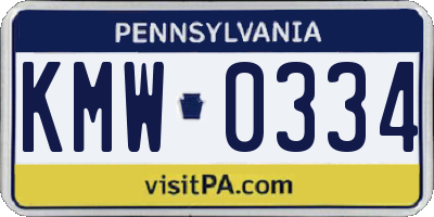 PA license plate KMW0334