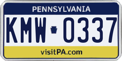PA license plate KMW0337