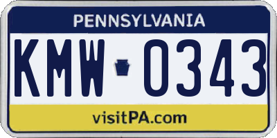PA license plate KMW0343