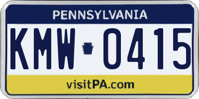 PA license plate KMW0415