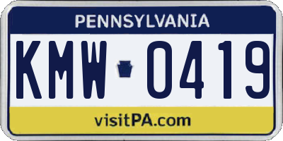 PA license plate KMW0419