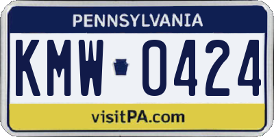 PA license plate KMW0424