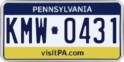 PA license plate KMW0431