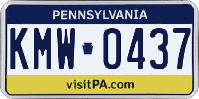 PA license plate KMW0437