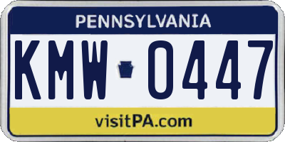 PA license plate KMW0447