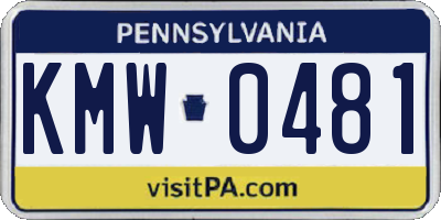 PA license plate KMW0481