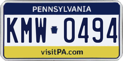 PA license plate KMW0494