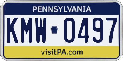 PA license plate KMW0497