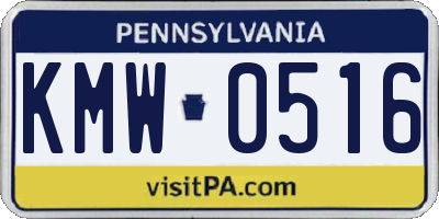 PA license plate KMW0516