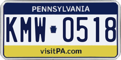 PA license plate KMW0518
