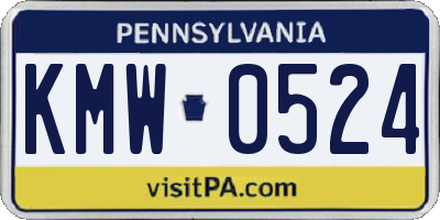 PA license plate KMW0524