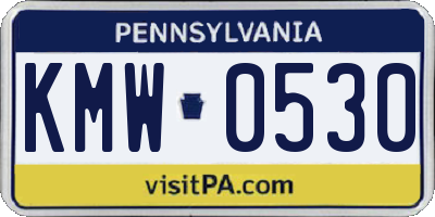 PA license plate KMW0530