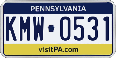 PA license plate KMW0531
