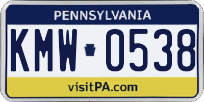 PA license plate KMW0538
