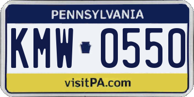 PA license plate KMW0550